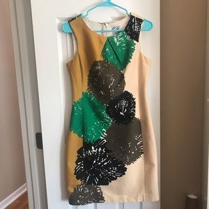Anthropologie Tabitha Pom Goldenrod Floral Shift Dress Size 4